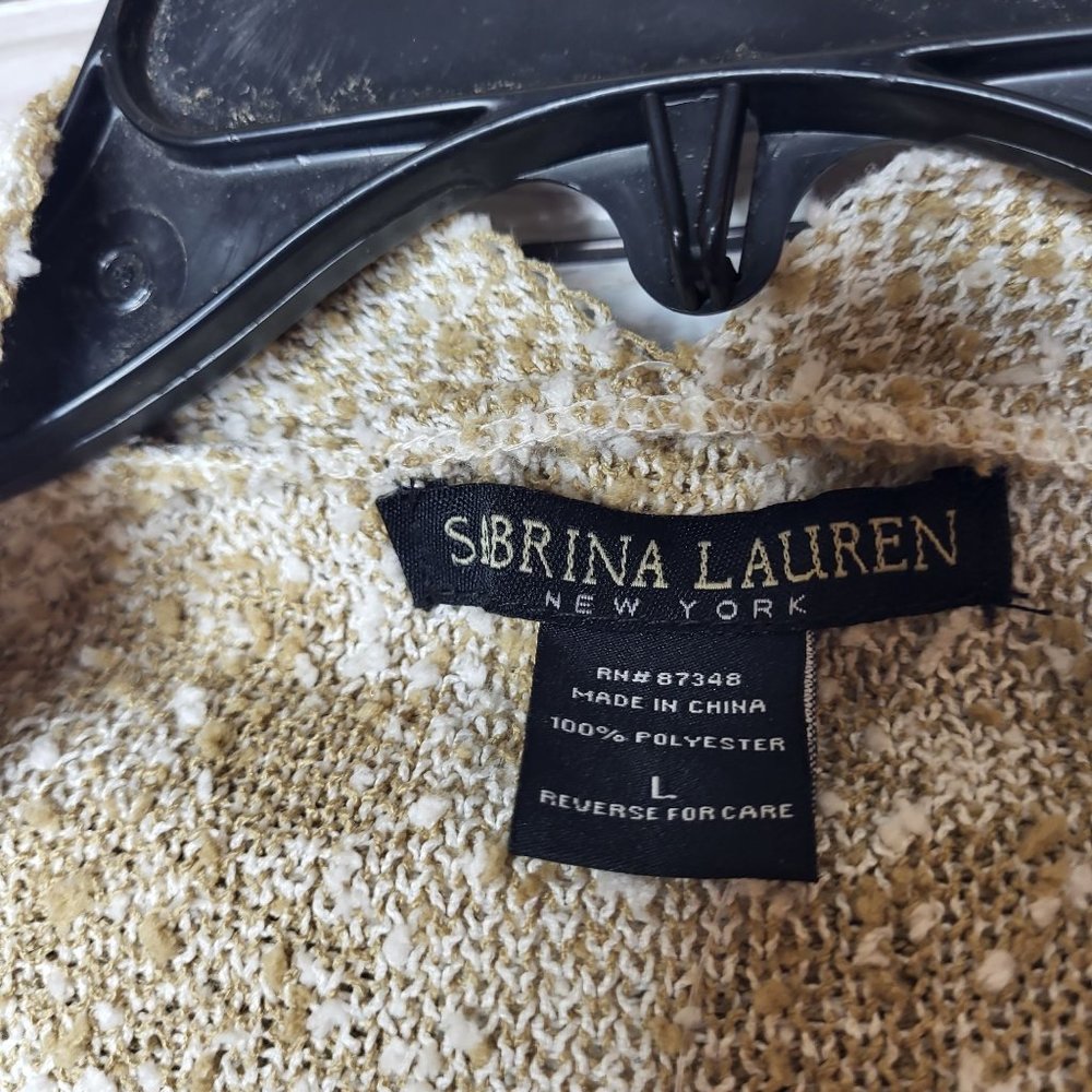 New Sabrina Lauren Women's Sweater Size Large Tan Animal Print Cardigan Jacket‎ - Picture 4 of 9
